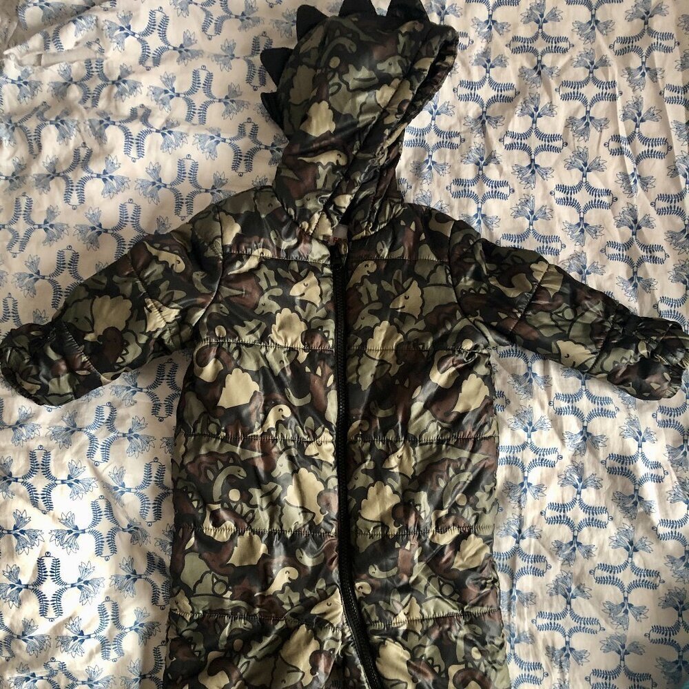 Joe Fresh Dinosaur Camo Snowsuit Bunting 🦖 Baby 12-18M Hooded Winter One Piece